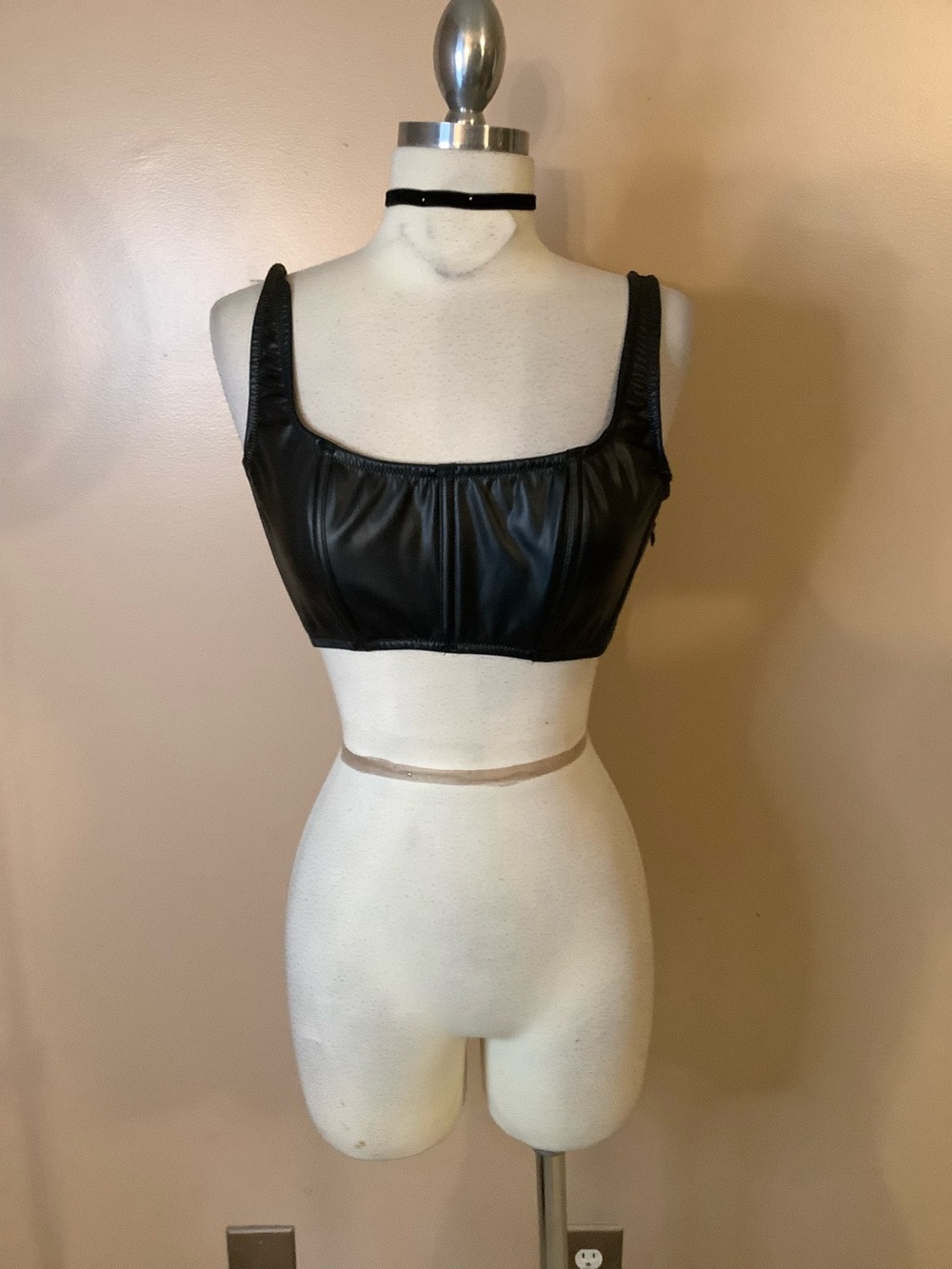 New Victoria’s Secret Very Sexy Faux Leather Mini Corset Top Bralette Small.